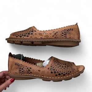 Spring Step Tan Cutout Loafers